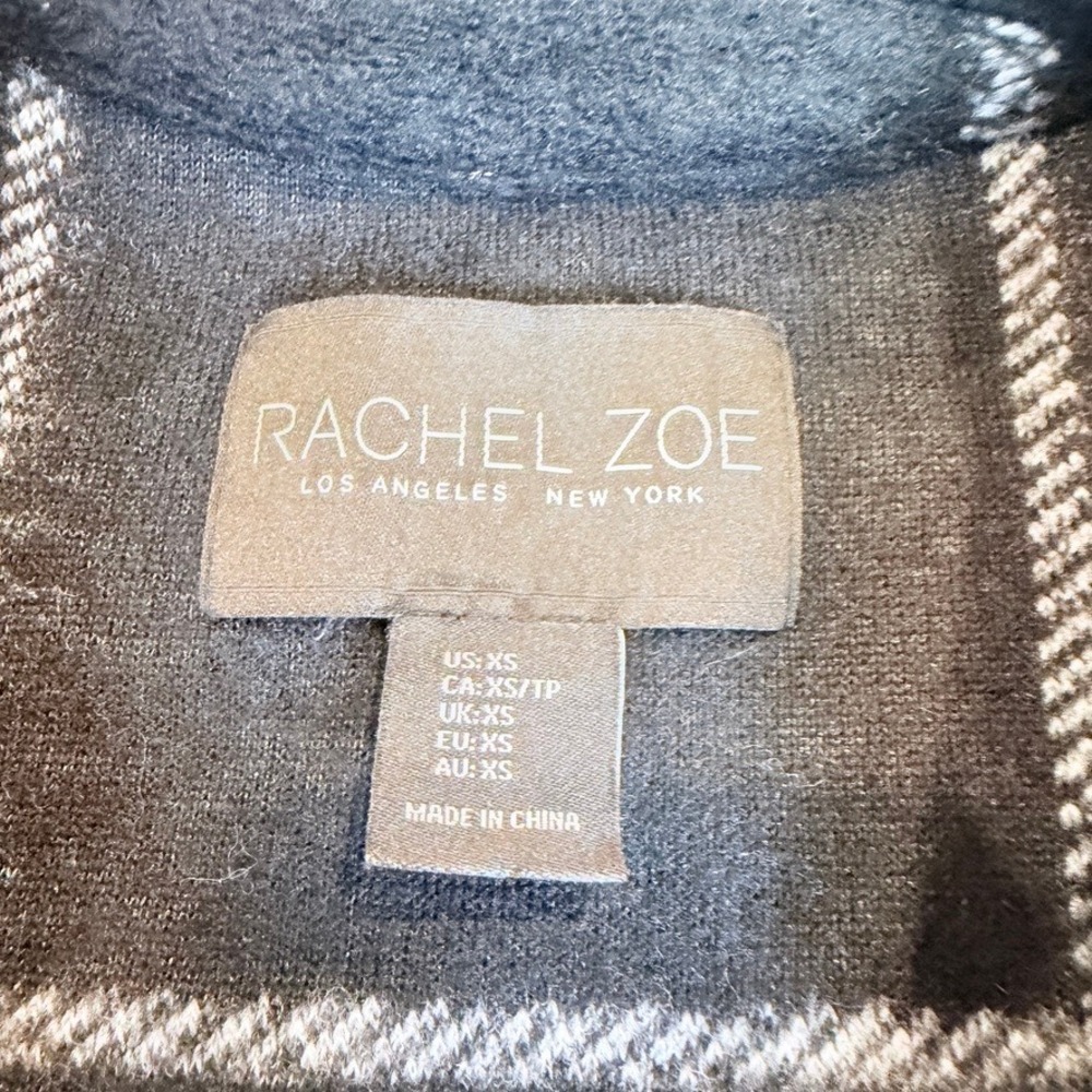 Rachel Zoe Vest Women XS Black Plaid Wool Blend Shawl Collar Pockets - Picture 4 of 10